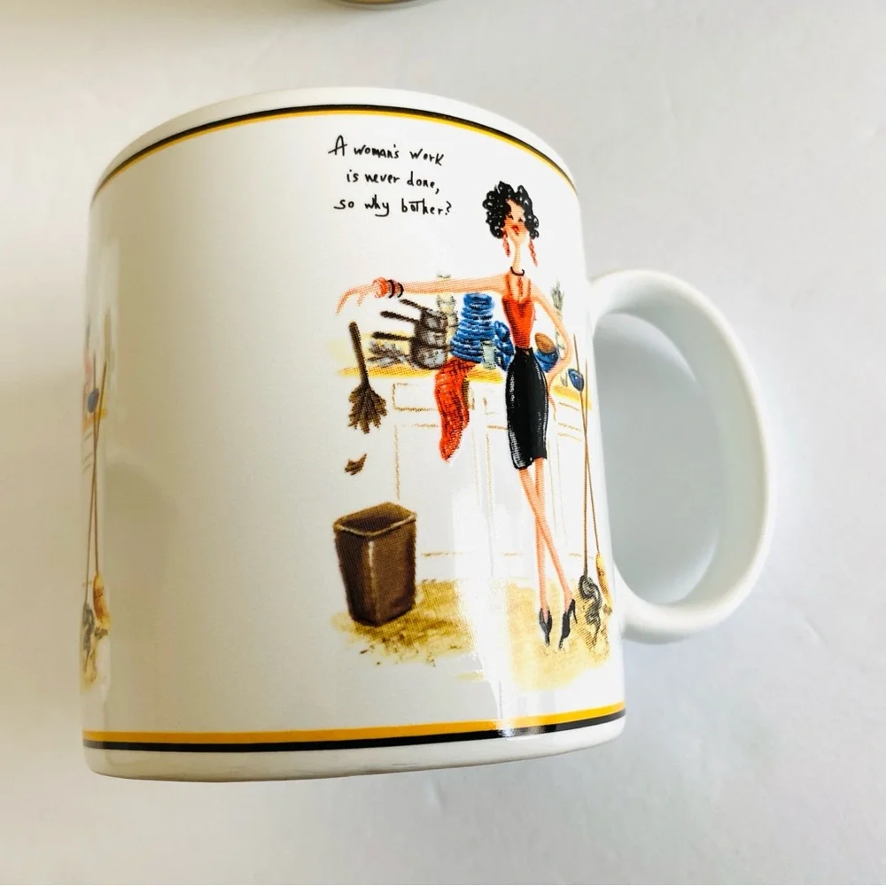 Sakura Spring Cleaning Coffee Mugs Cup Set of 4 Stoneware Humorous Novelty Gifts